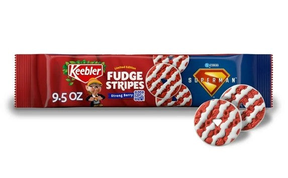 Keebler Superman Fudge Stripes Cookies, Strong Berry Flavor, 9.5 oz