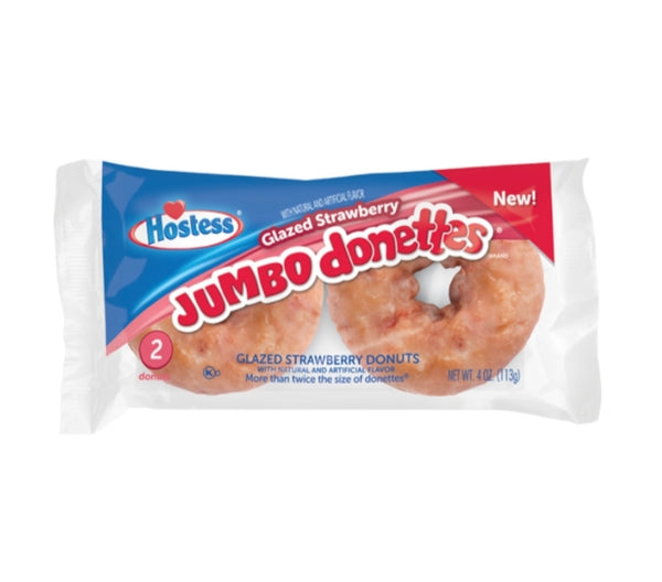 Hostess - Glazed Strawberry Jumbo Donettes - Twin Pack - 4oz (113g)