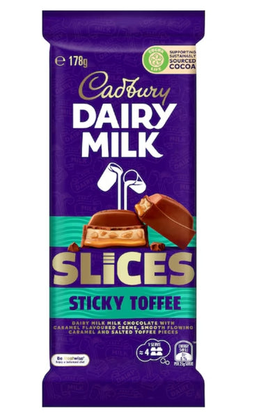 Cadbury Dairy Milk Slices Sticky Toffee Chocolate Block 178g