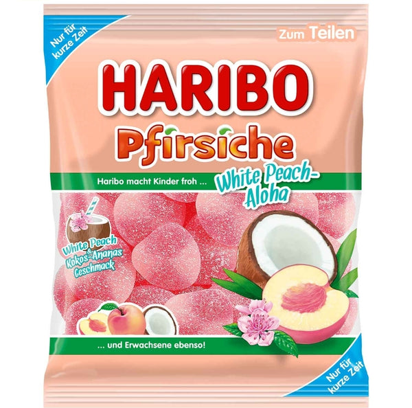 Haribo Peaches White Peach-Aloha 175g - Peach, Pineapple & Coconut