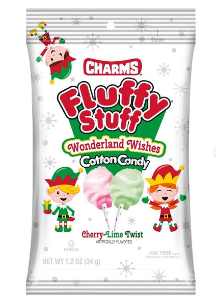 Fluffy Stuff, Cotton Candy, Wonderland Wishes - Cherry and Lime Twist 1.2 oz Bag, Peanut Free, Gluten Free