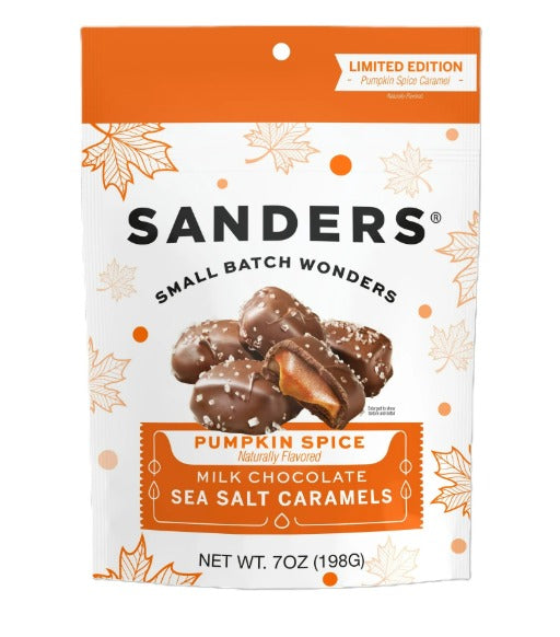 Sanders Milk Chocolate Pumpkin Spice Sea Salt Caramels 7 oz Bag (Egg-Free)