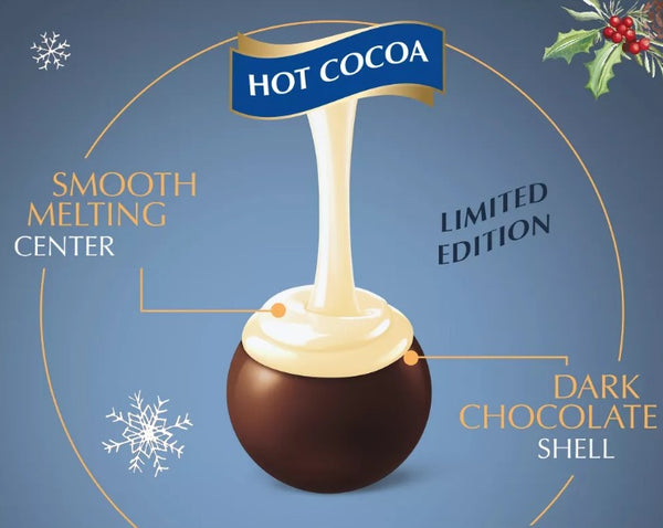 Lindt LINDOR Christmas Hot Cocoa Chocolate Candy Truffles - 2 Truffles per pack