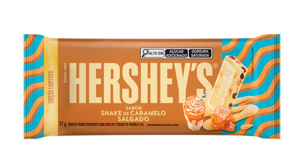 Hersheys Tablete de Chocolate Branco Shake de Caramelo Salgado 77g - White Chocolate Salted Caramel Shake - Brazil
