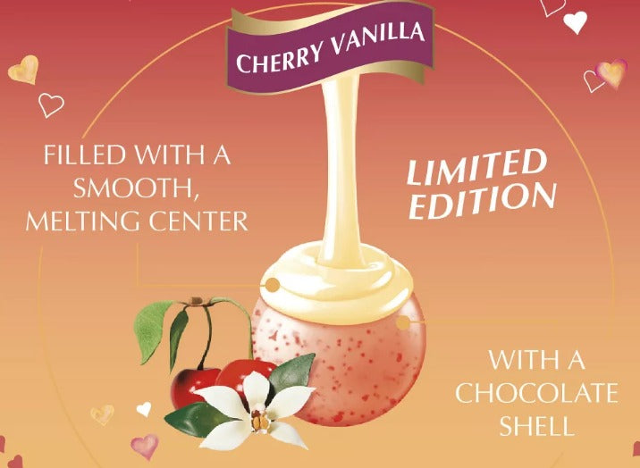 Lindor Valentine's Cherry Vanilla Truffles - 2 Candies Per Pack – Bombon