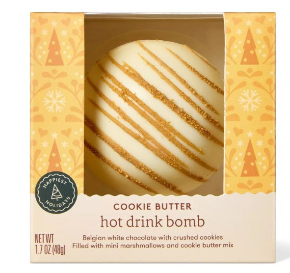 Favorite Day™ Christmas Cookie Butter Belgian White Chocolate Cocoa Bomb - Filled with Marshmallows and Cookie Butter - 1.7oz