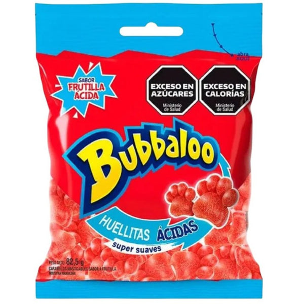 Bubbaloo Soft Chewy Candy Paw-Shaped Sour Strawberry Flavor, 82.5 g