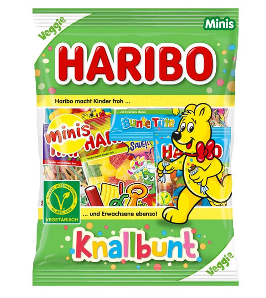 Haribo brightly coloured minis veggie fruit gum packets mixed 230g