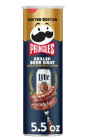 Pringles Miller Lite Grilled Beer Brat Potato Crisps Chips, Lunch Snacks, 5.5 oz