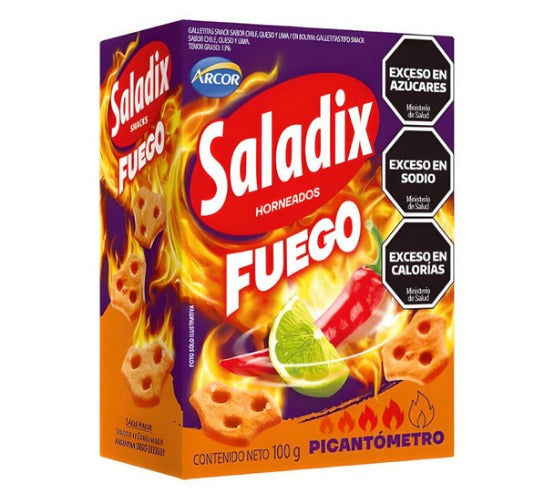 Saladix Baked Snacks - Spicy Fire Chili & Lime Flavor, 100 g