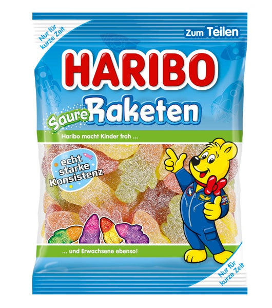 Haribo Saure Raketen Acid Rocket Fruit Gums in Rocket Shape Bag 175 g