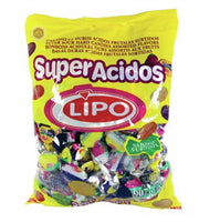 Lipo Super Ácidos Sour Hard Candies Assorted Flavors Pineapple, Banana, Strawberry, Lemon, Orange & Peach - 10 candies per pack