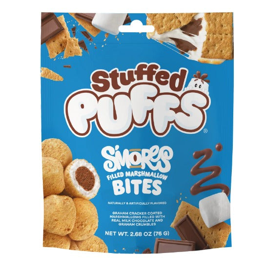 Stuffed Puffs Filled Marshmallow Bites, S'mores, 2.68 oz Bag