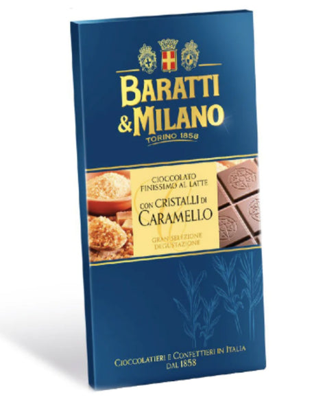 Baratti & Milano Milk Chocolate Bar with Crystallized Caramel 75g