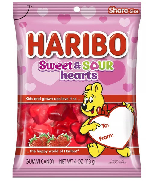 Haribo Valentine's Sweet and Sour Hearts - 4oz