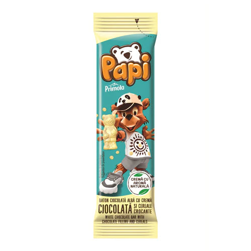 Primola Papi White Chocolate with Chocolate Filling and Crispy Cereals - 25g